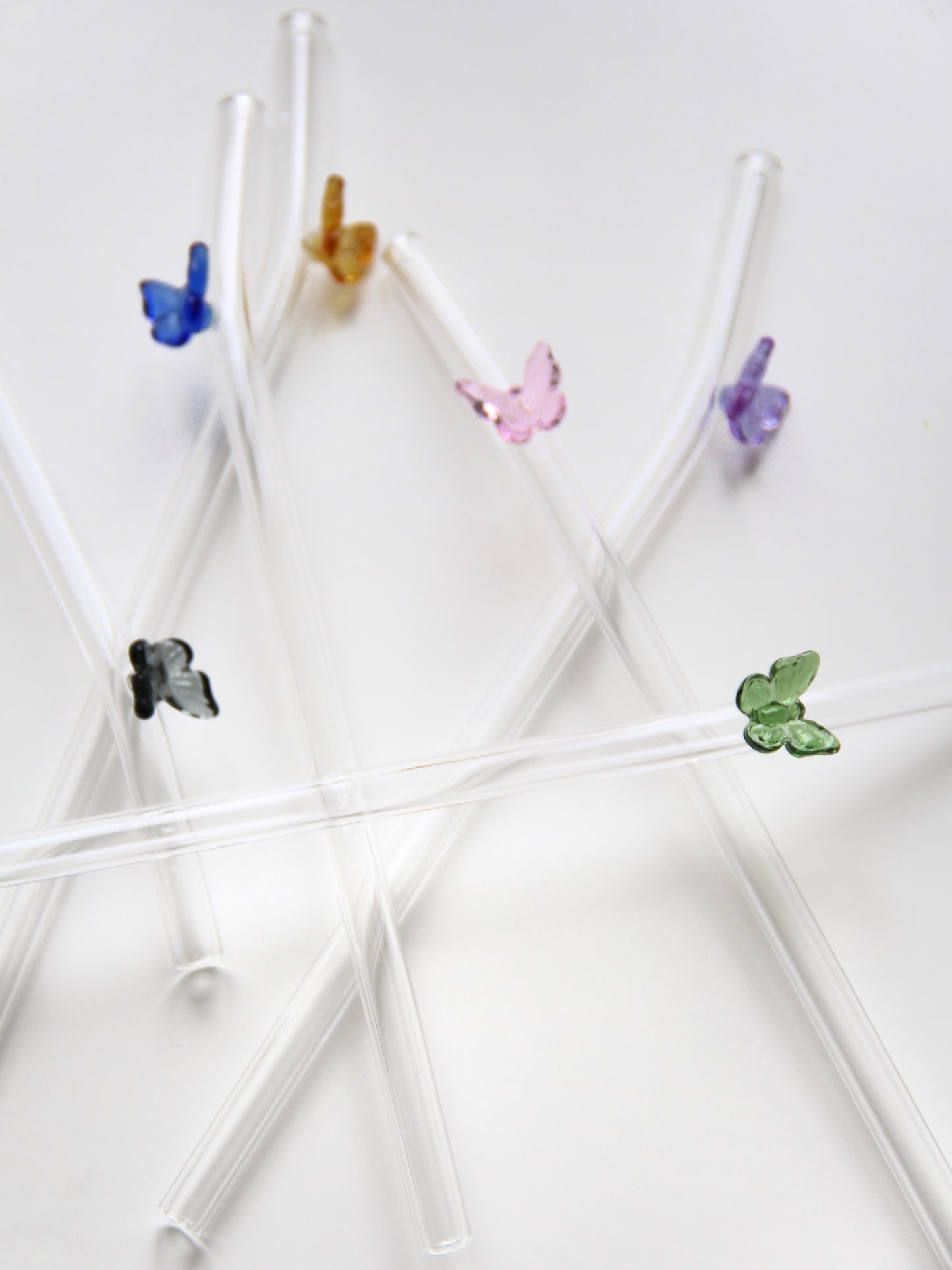 Skleněné brčko - motýlek