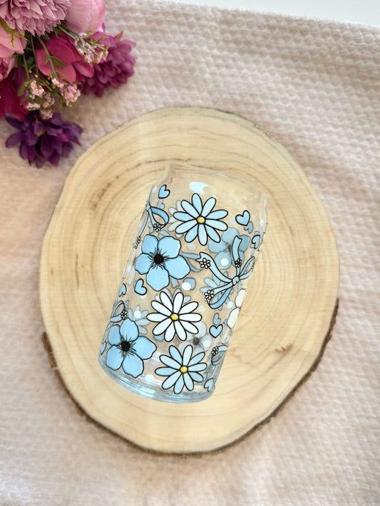 Sklenička - Blue flowers