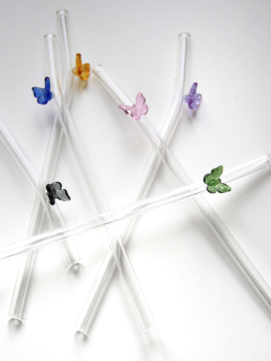 Skleněné brčko - motýlek