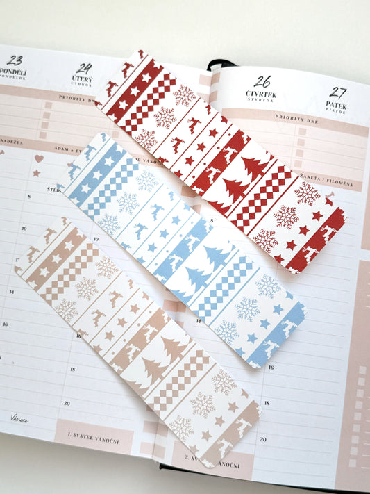 Set 3 záložek - Christmas wrapping paper