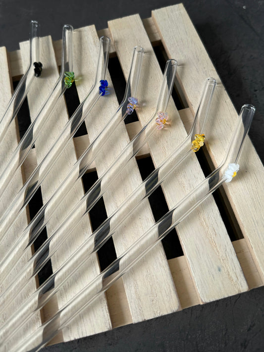 Skleněné brčko - květina