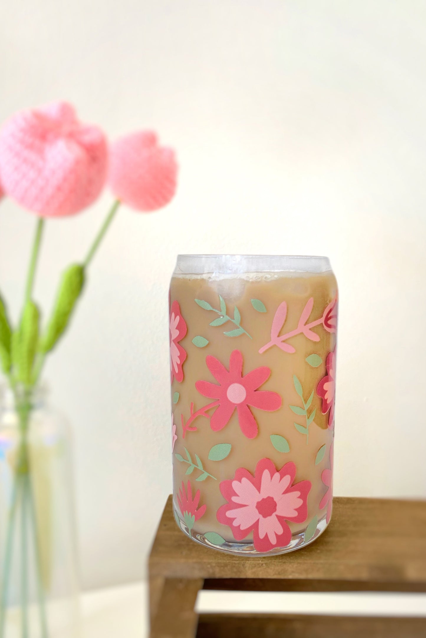 Sklenička - Pink flowers
