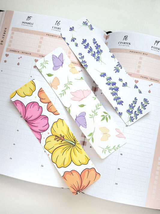 Set 3 záložek - Aesthetic flowers