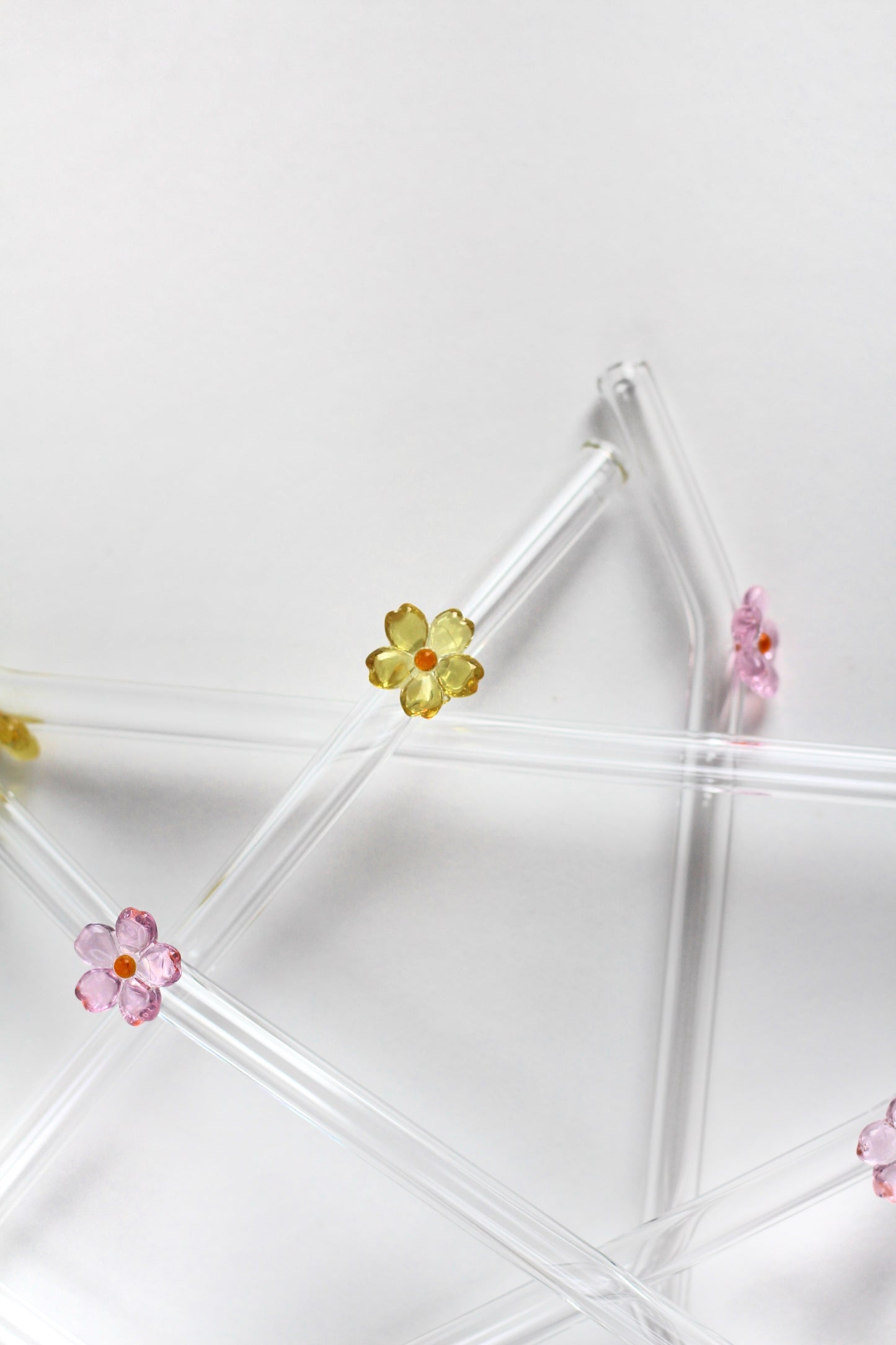 Skleněné brčko - Spring flowers