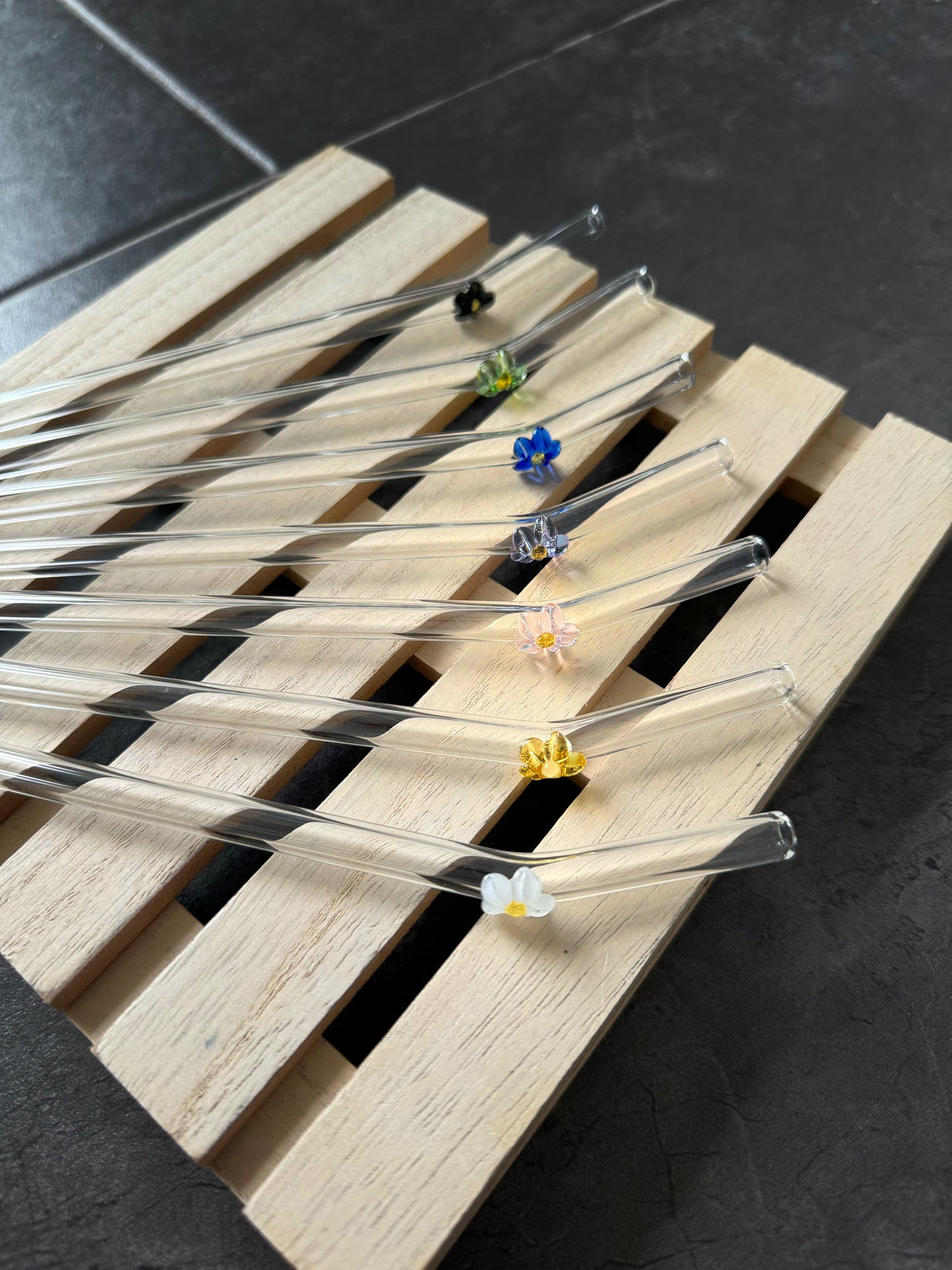 Skleněné brčko - květina