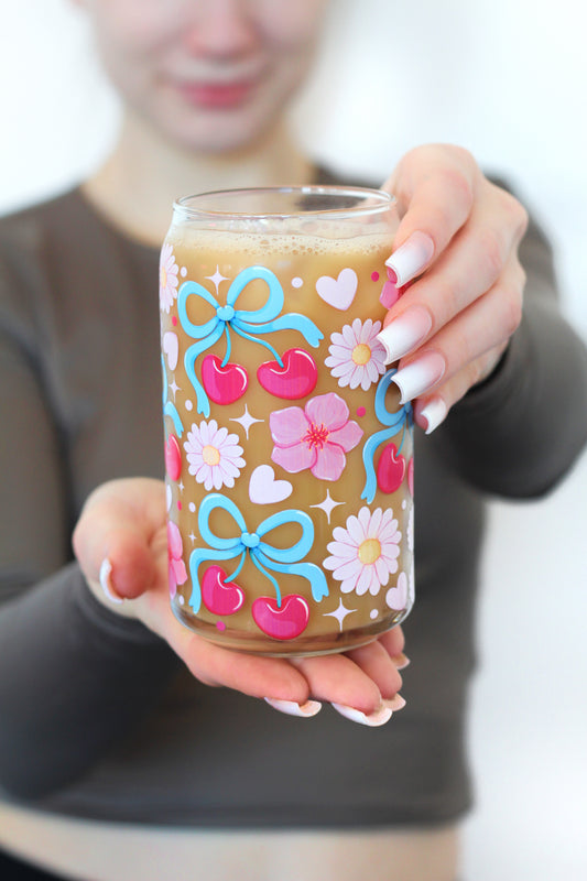 Sklenička - Cherries & flowers