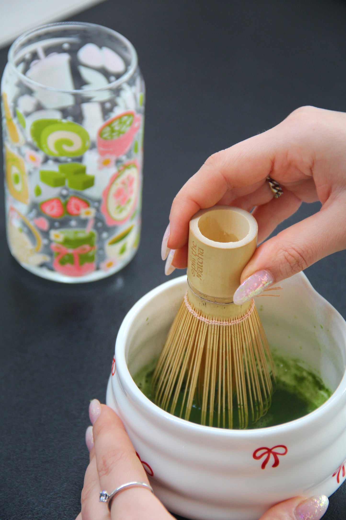 Sklenička - Strawberry matcha