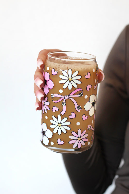 Sklenička - Pink flowers