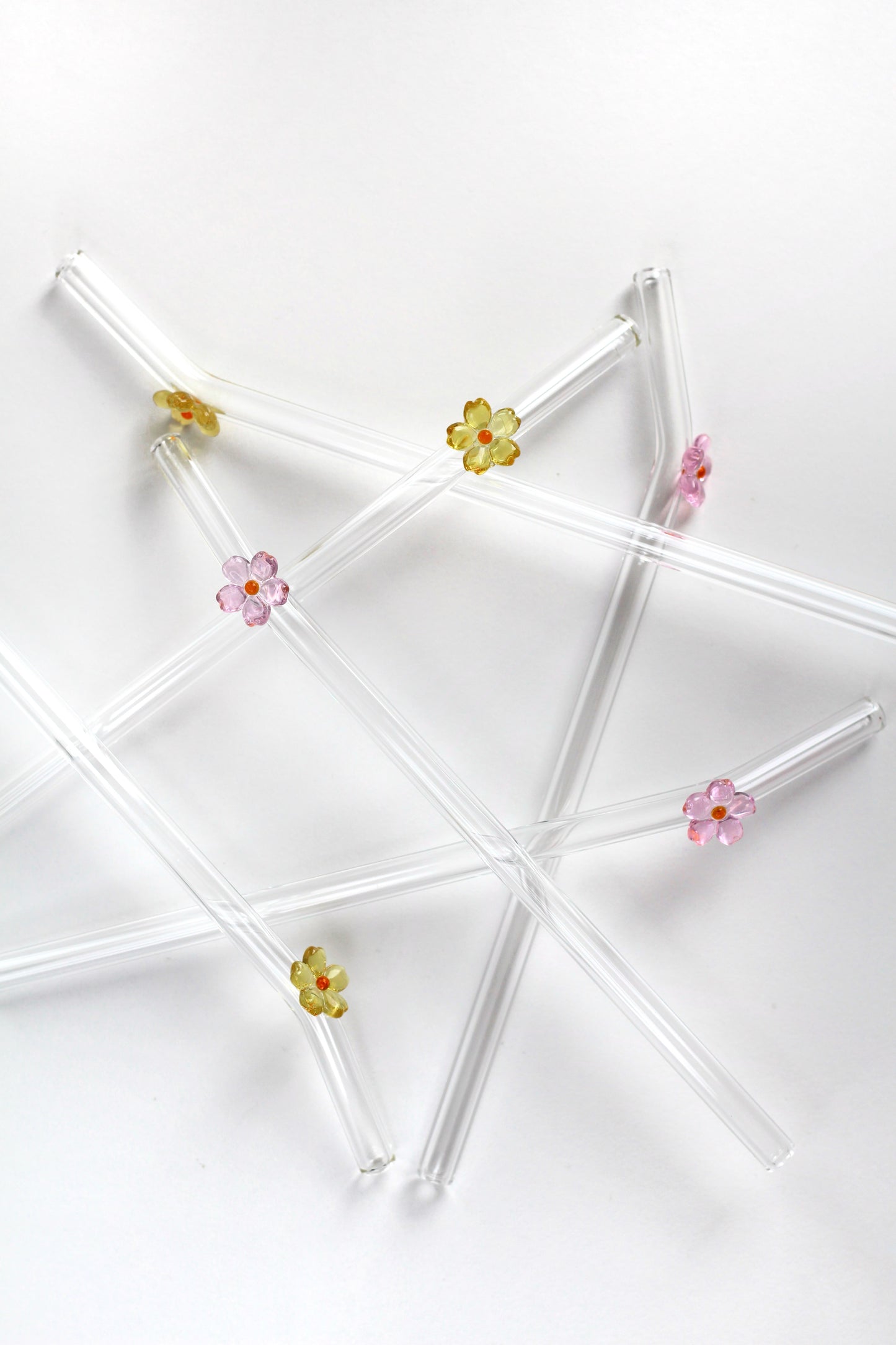 Skleněné brčko - Spring flowers