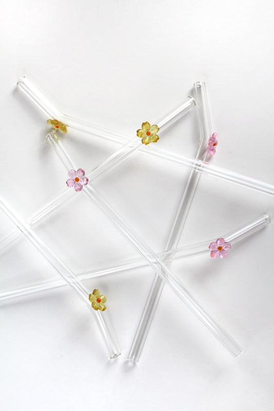 Skleněné brčko - Spring flowers