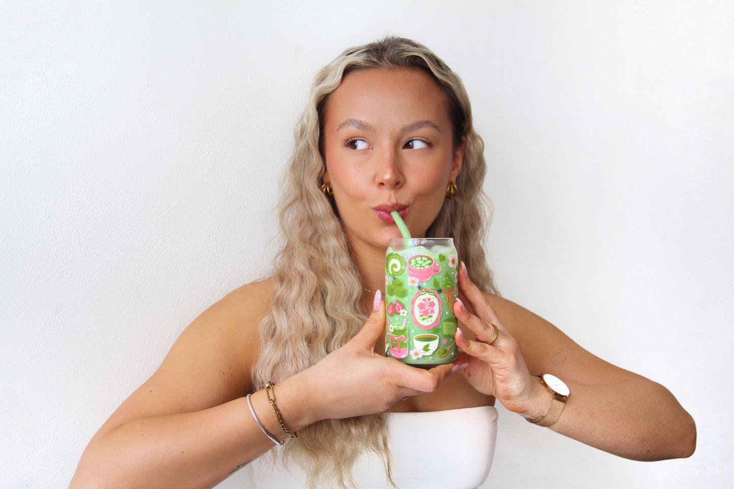 Sklenička - Strawberry matcha