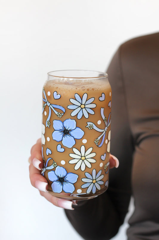 Sklenička - Blue flowers