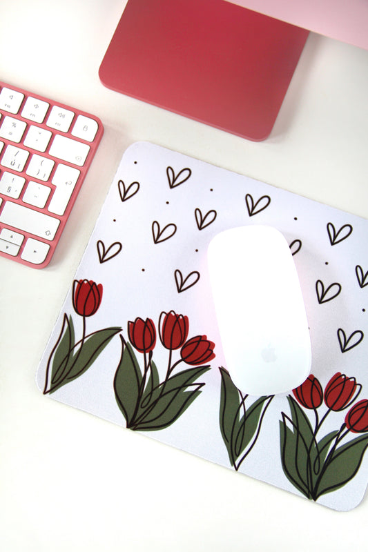 Podložka pod myš - Tulips and hearts