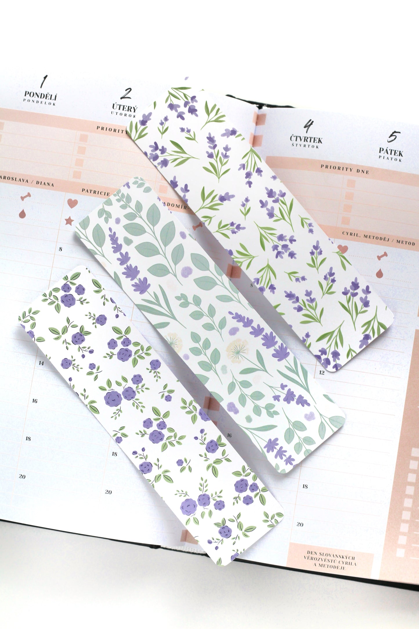 Set 3 záložek- Purple flowers