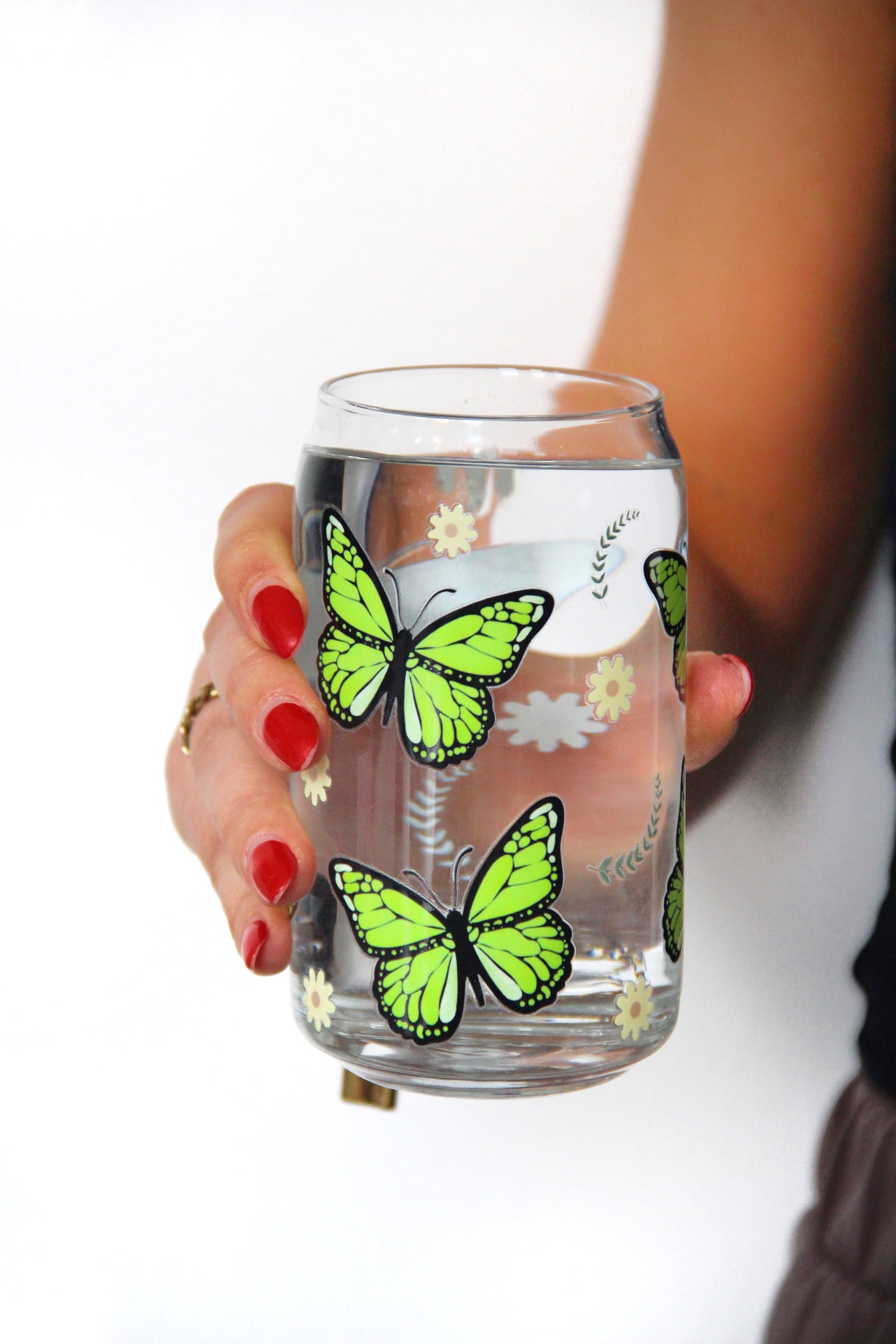 Sklenička - Green butterfly