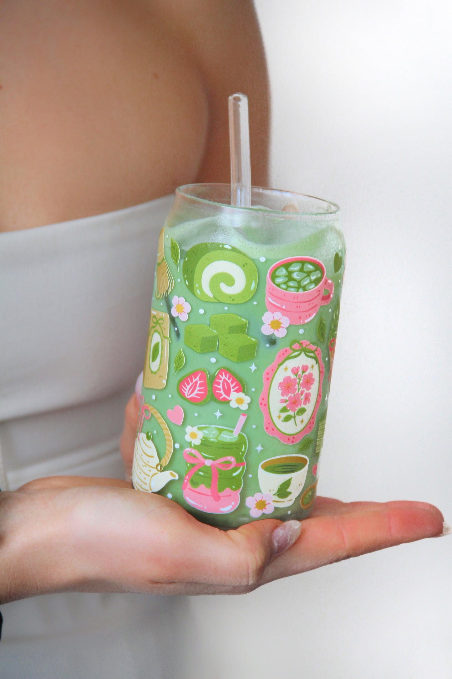 Sklenička - Strawberry matcha