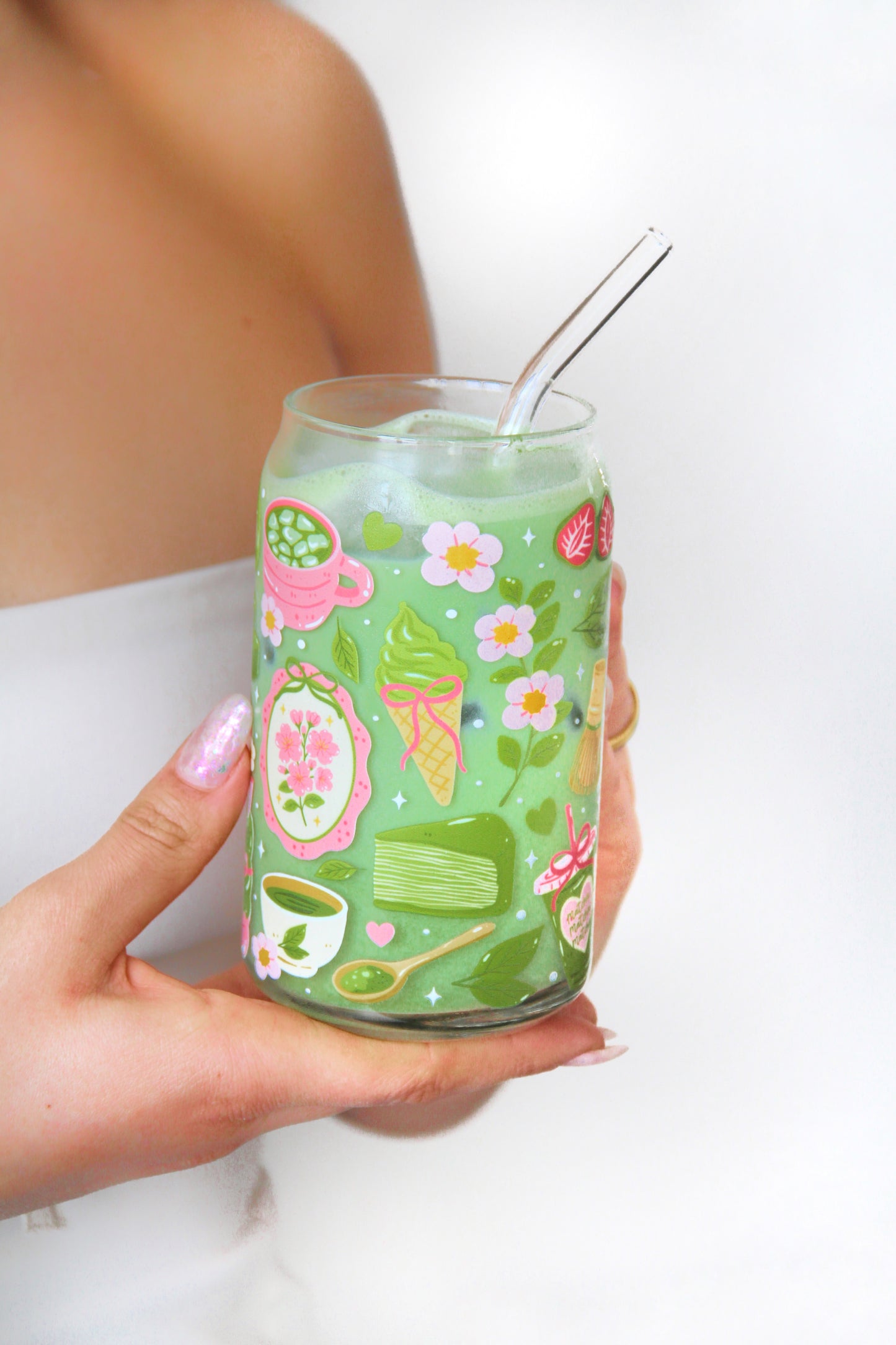 Sklenička - Strawberry matcha