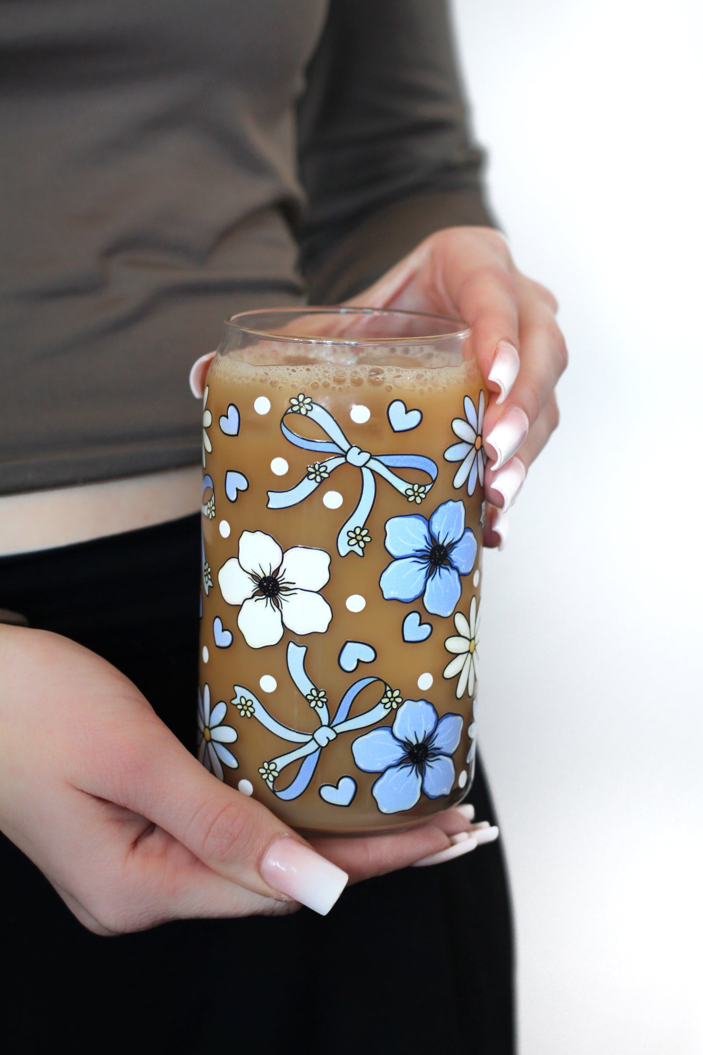 Sklenička - Blue flowers