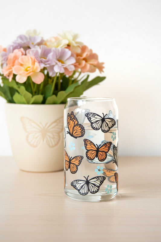 Sklenička - Orange butterfly