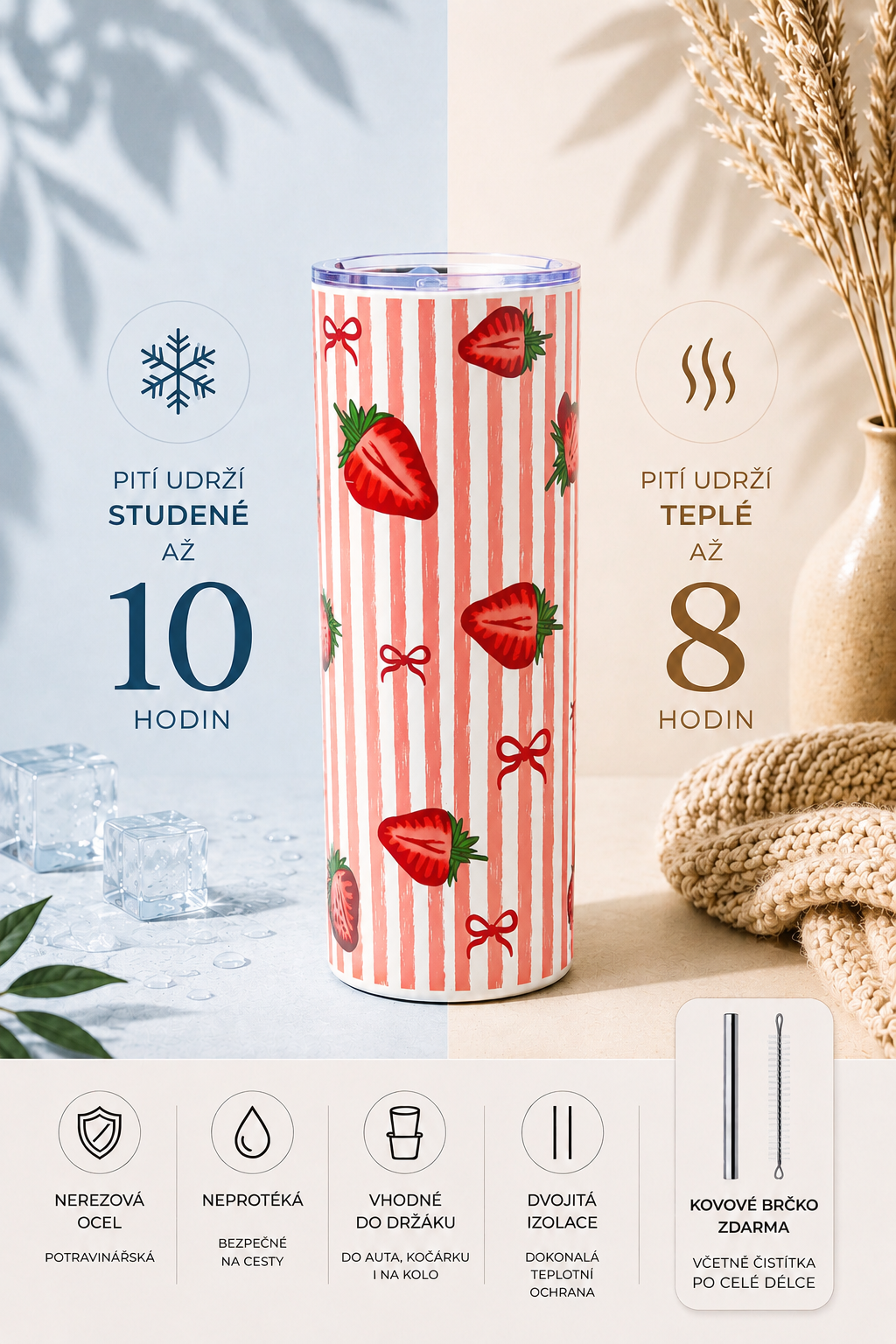 Termo kelímek - Strawberries Red