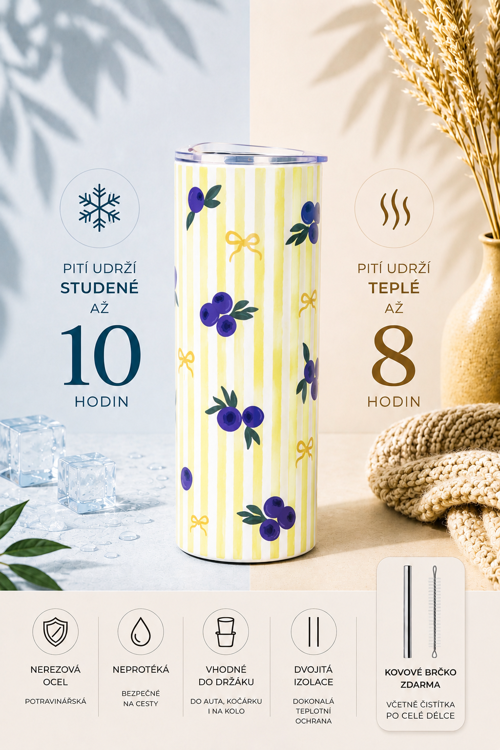 Termo kelímek - Blueberries Yellow